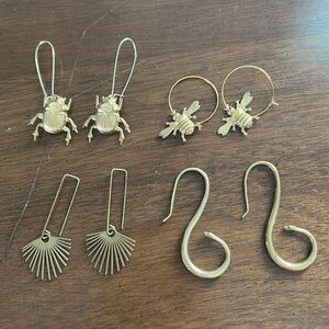 Bundle of brand new brass earrings